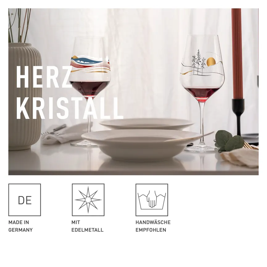 Rotweinglas "Herzkristall" detail