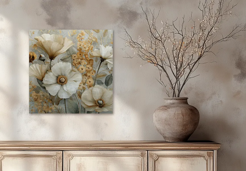Metallbild "Elegant Flowers I" milieu