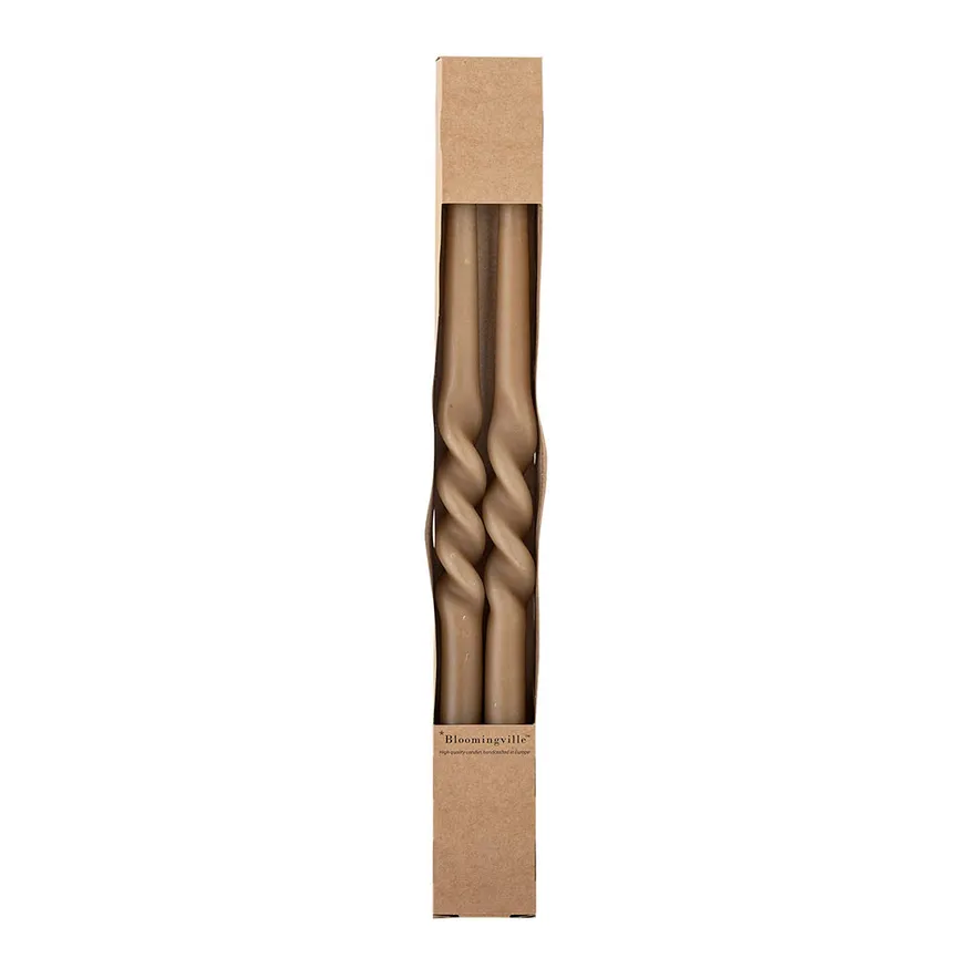 Kerze "Twist" 2er-Set braun detail