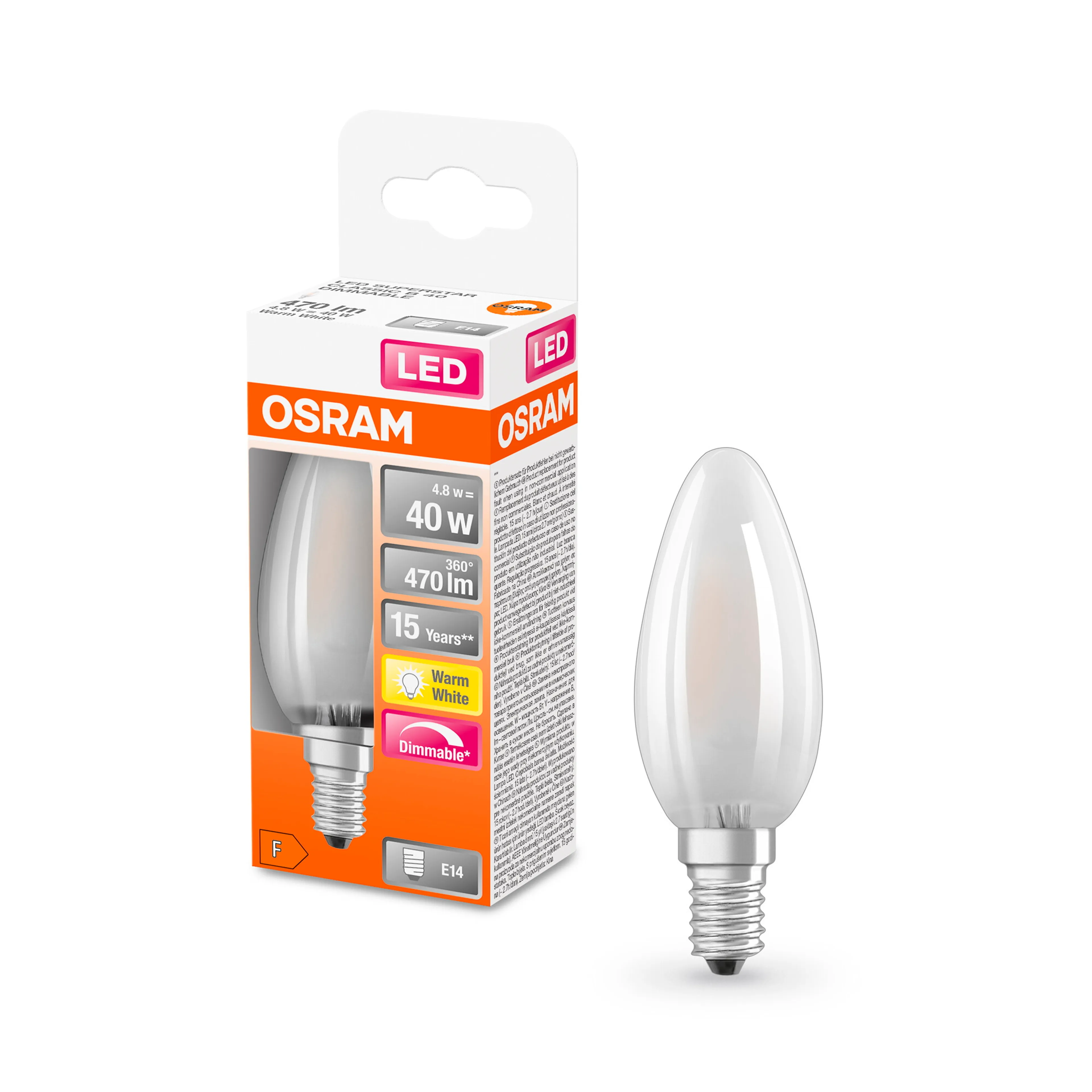 LED-Kerze E14/4,8 Watt/Energie F
