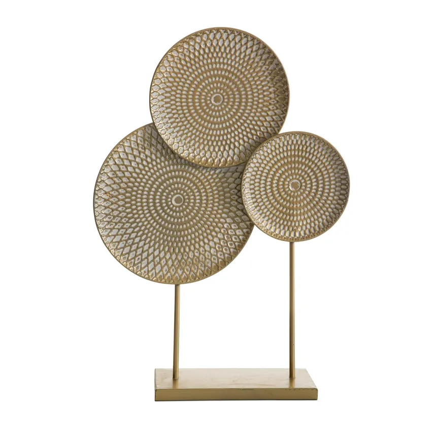 Skulptur "3 Kreise" gold detail