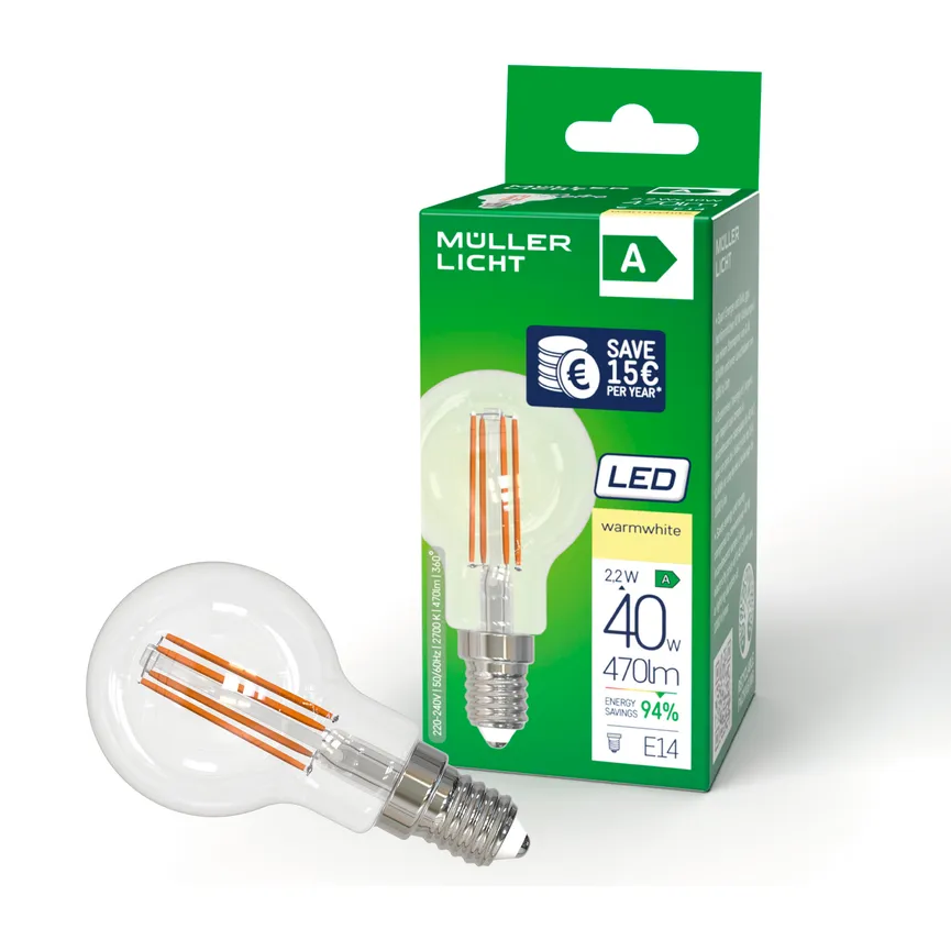 E14/2,2W LED Tropfen Retro detail