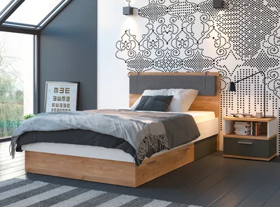 Bett mit Polsterkopfteil 