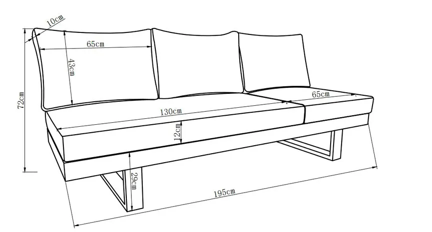 Sofaliege Creme Aluminium detail