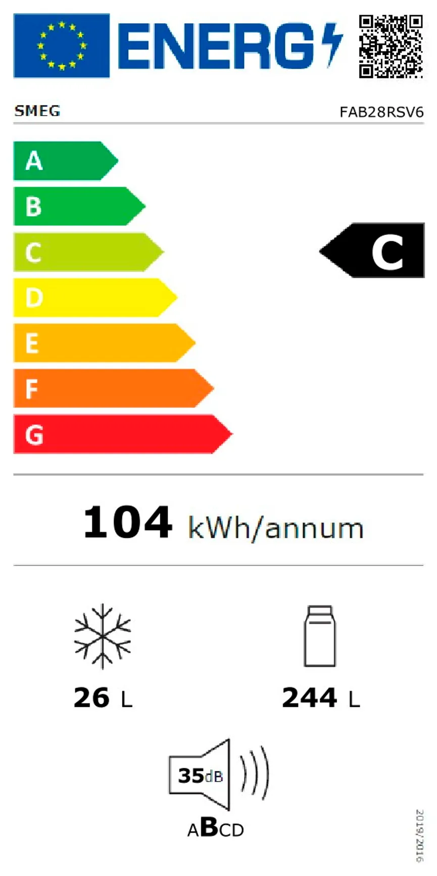SMEG Stand-Kühlschrank energielabel