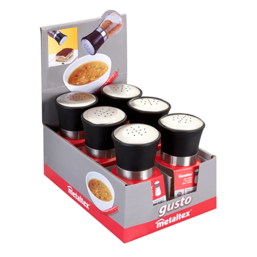 Gewürzstreuer Glas/Inox schwar detail