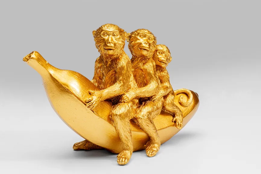 Figur "Banana Ride" Affen gold detail