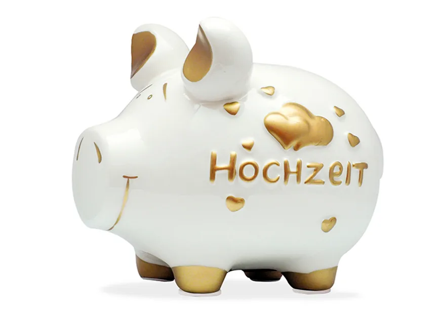 Sparschwein "Hochzeit" weiß hauptaufnahme