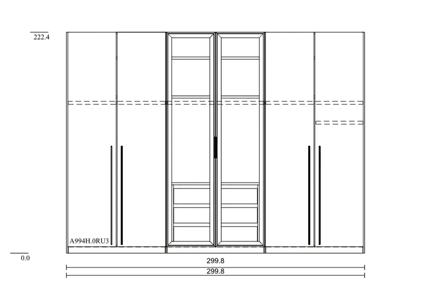 Drehtürenschrank 6-trg. detail