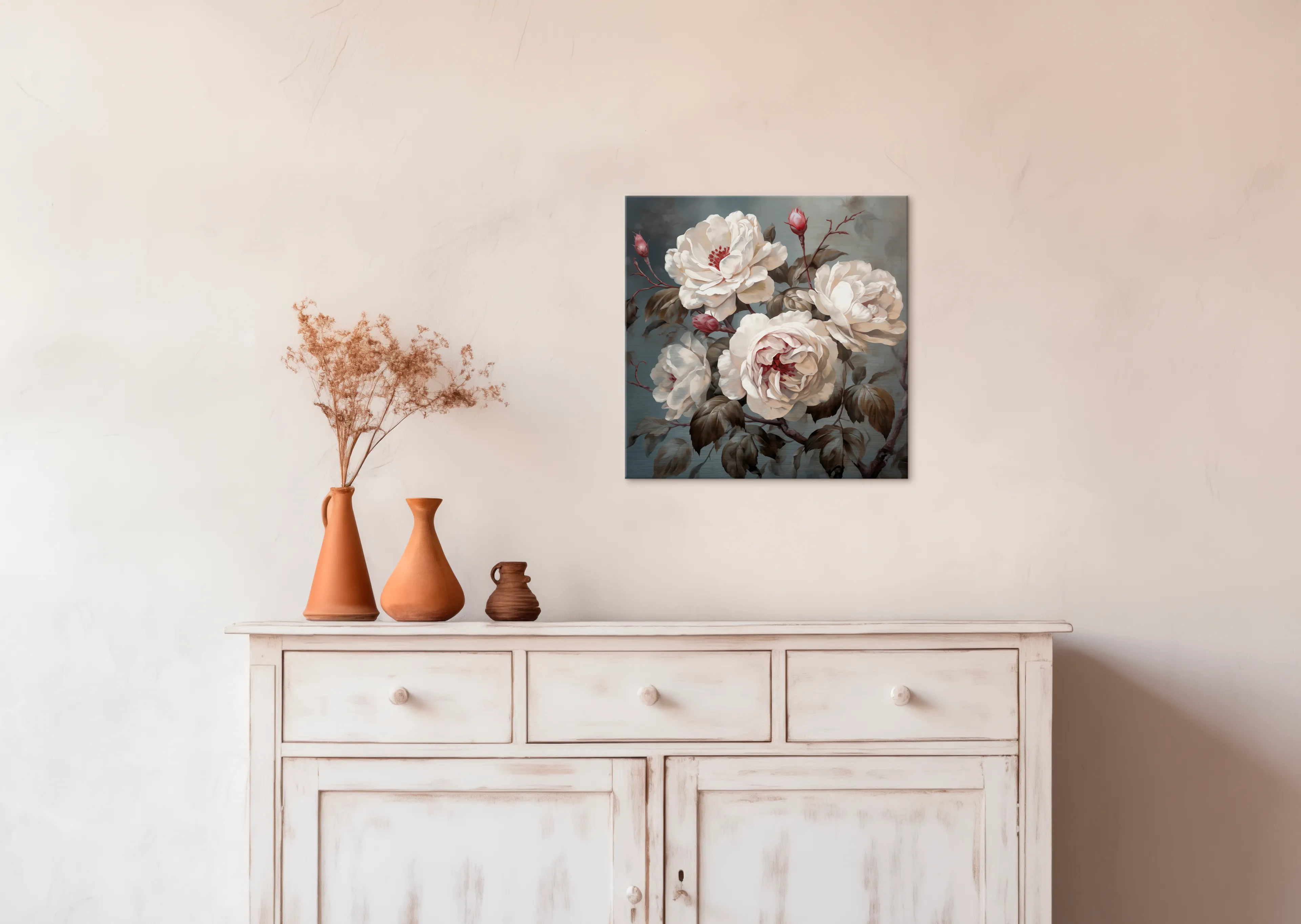 Wandbild 30 x 30 cm Roses On Silver I
