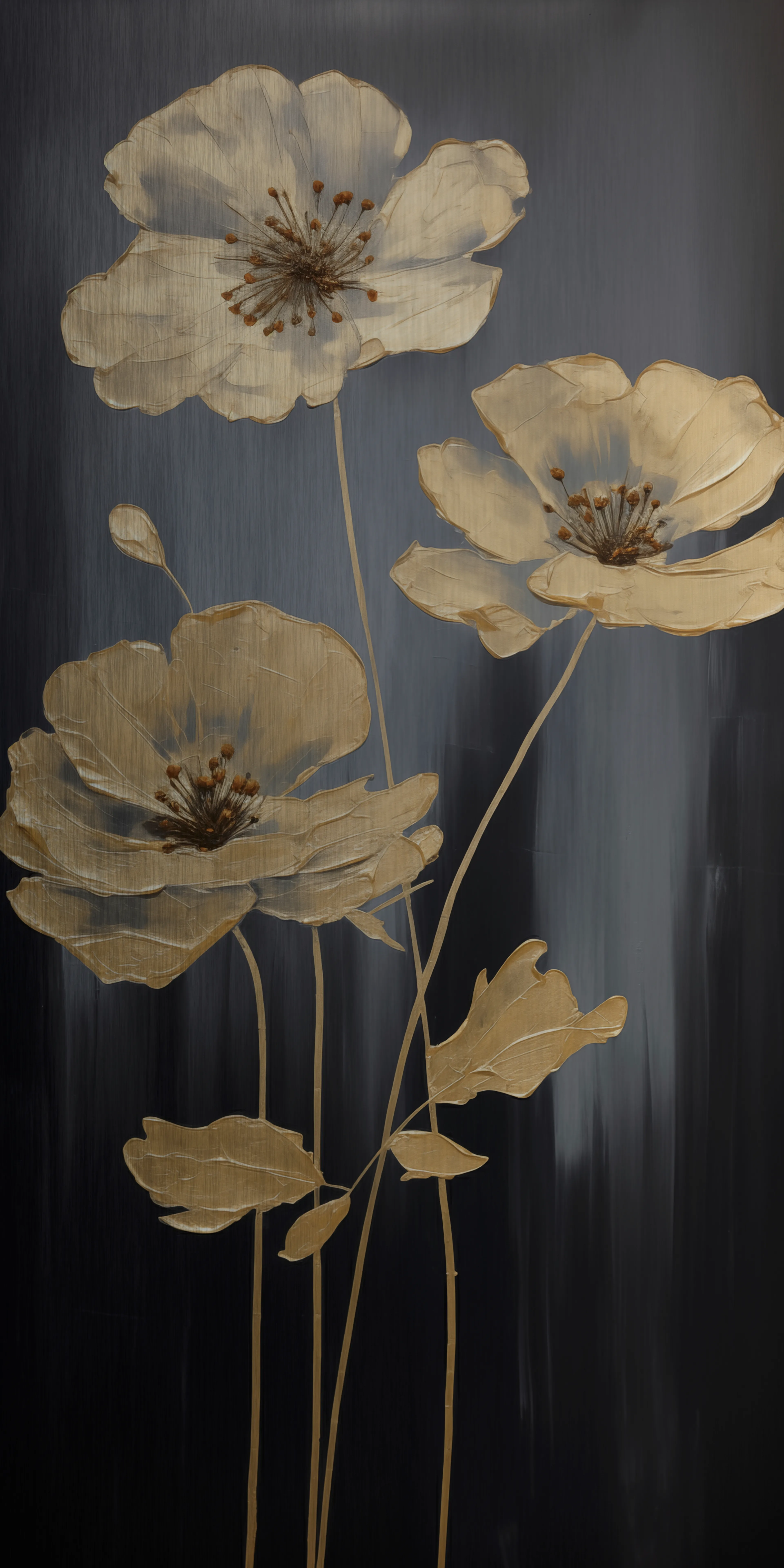 Wandbild 30 x 60 cm Golden Flowers V
