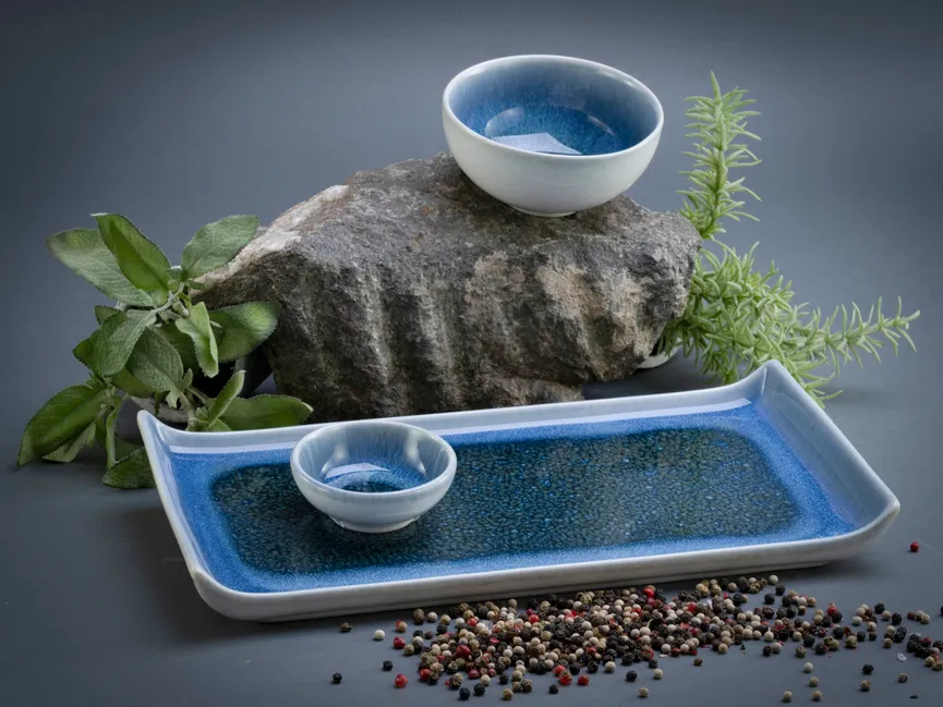 Platte "Caldera" blau milieu