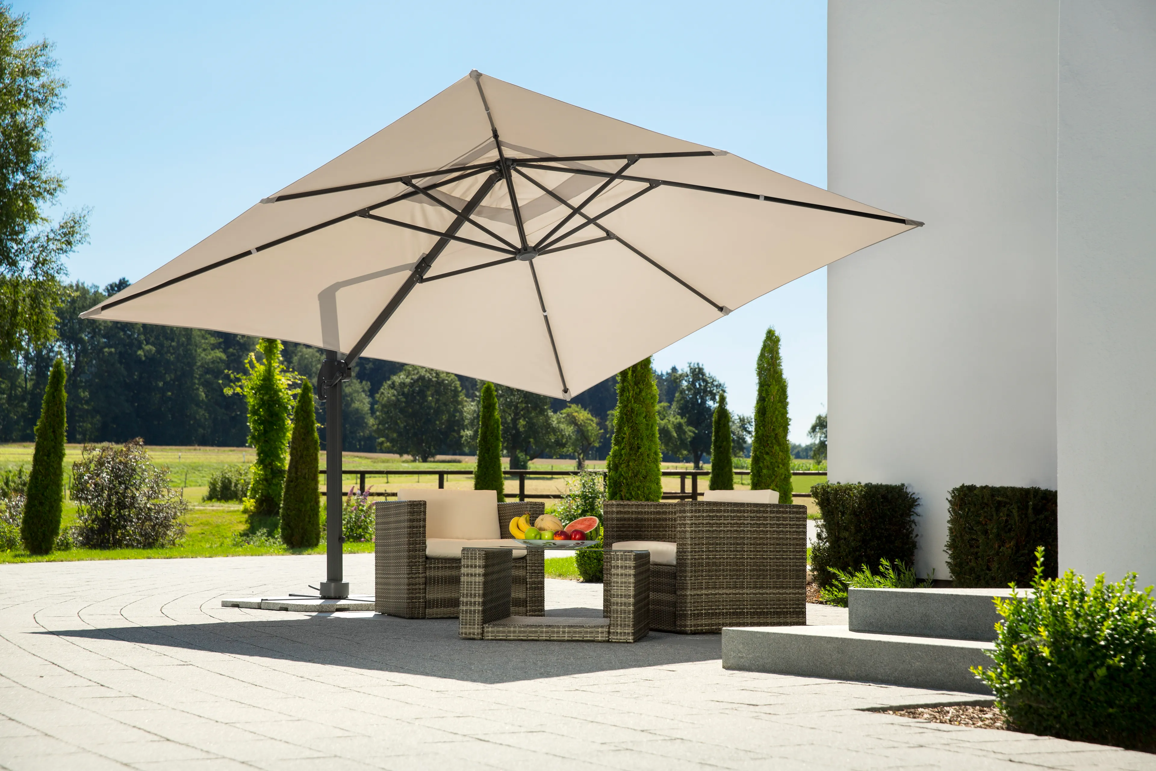 Pendelschirm Rhodos Twist 25 300 x 400 cm