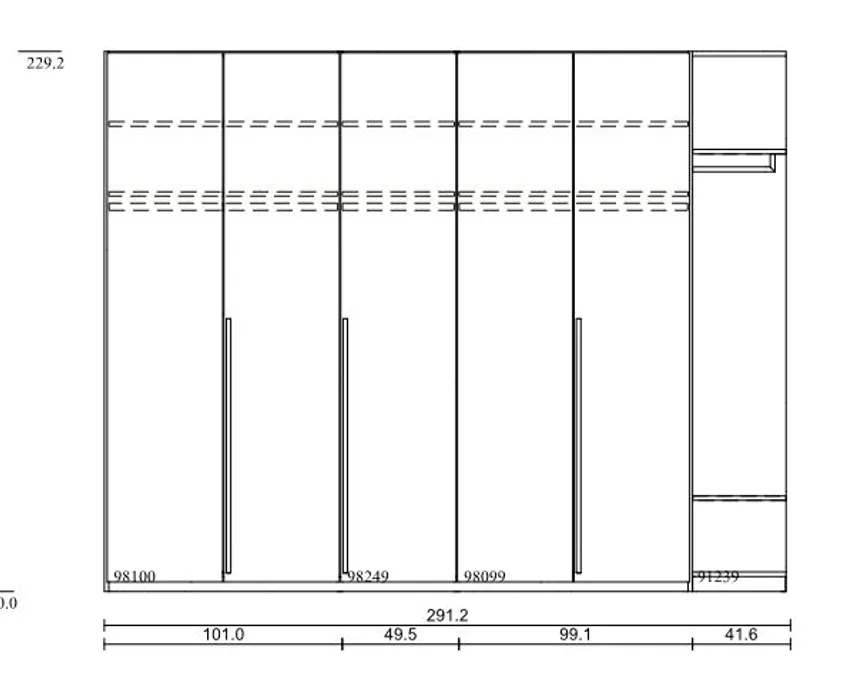 Drehtürenschrank 6-trg. detail