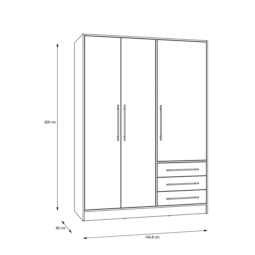 Drehtürenschrank 3-trg. detail