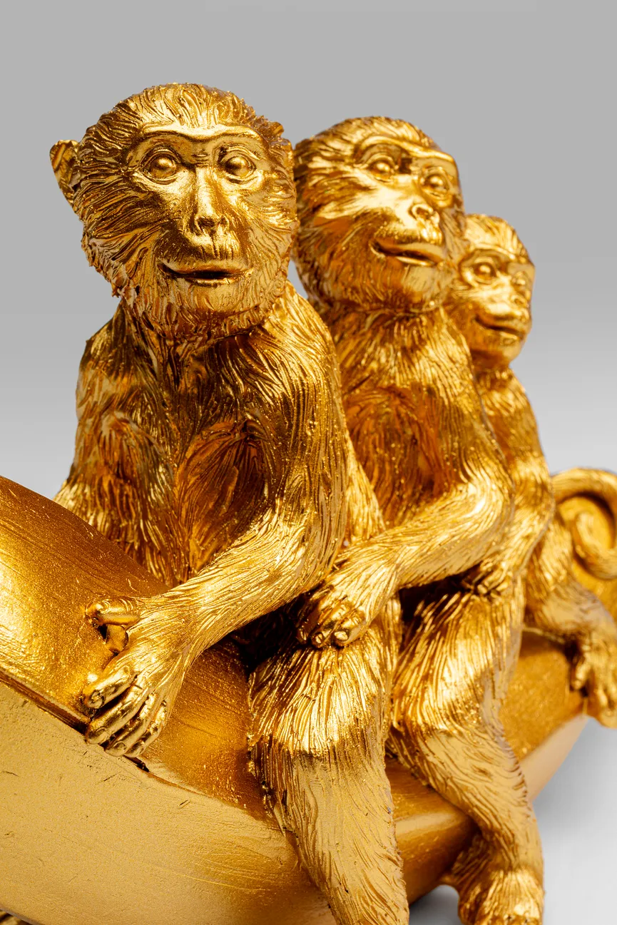 Figur "Banana Ride" Affen gold detail