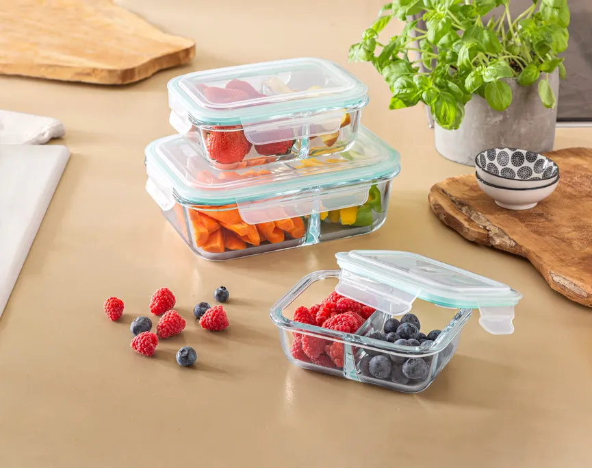 Frischhaltedose 3tlg. Glas milieu