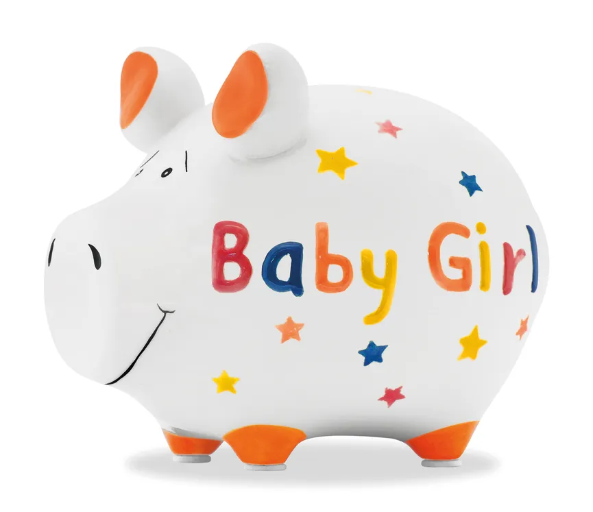 Sparschwein "Baby Girl" weiß hauptaufnahme