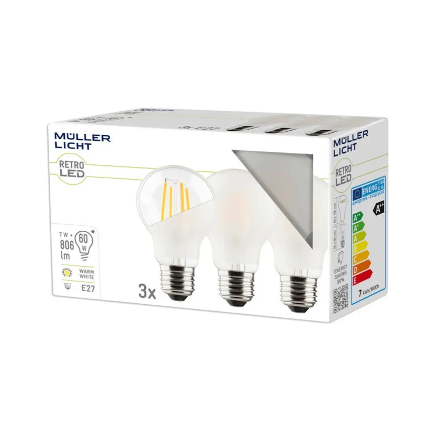 E27/7W LED Birne 3er Pack detail