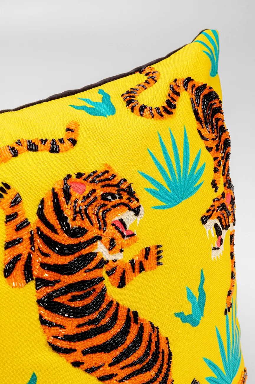 Kissen "Tiger Love" gelb detail