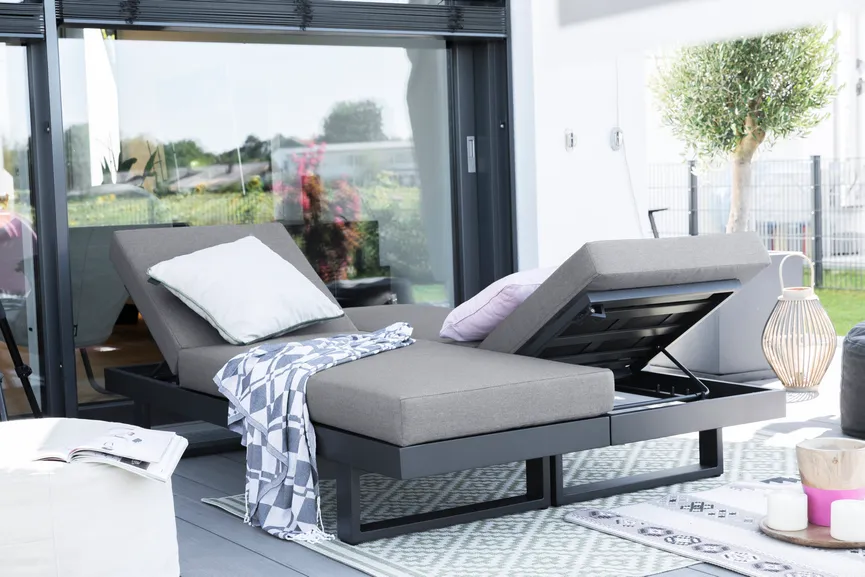 Sofaliege Anthrazit Aluminium detail