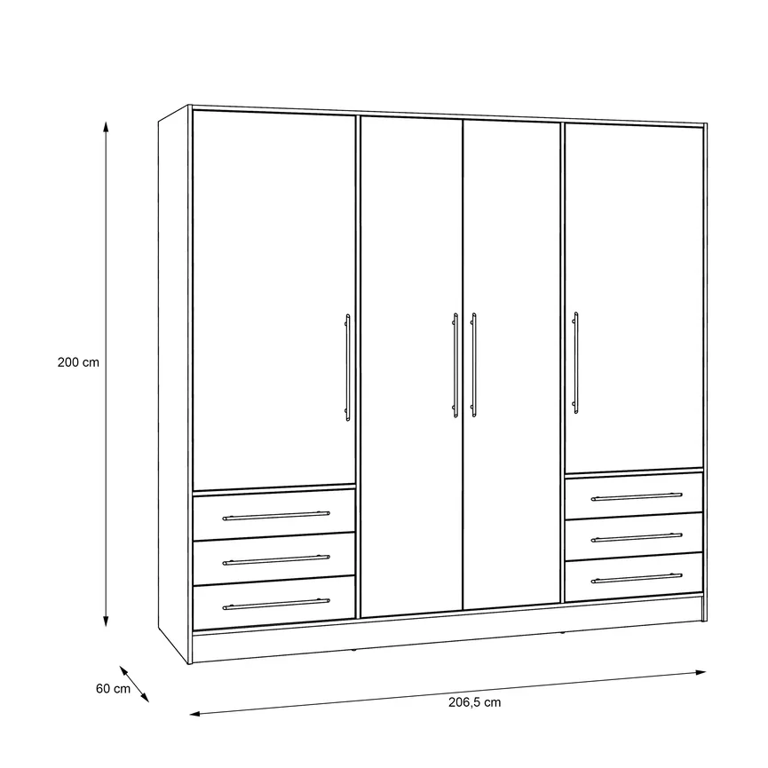 Drehtürenschrank 4-trg. detail