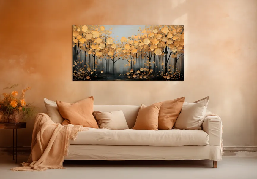Metallbild "Golden Leaves III" milieu