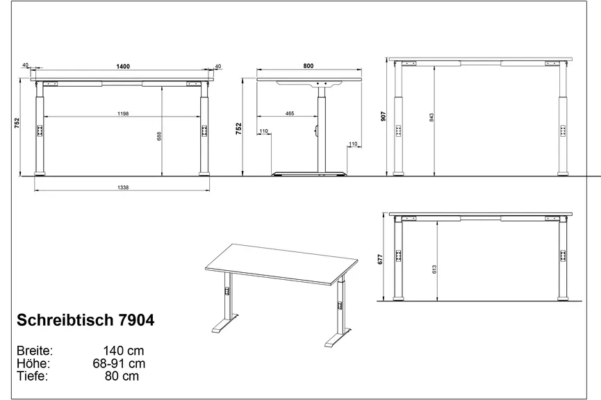 Schreibtisch 140x80 detail