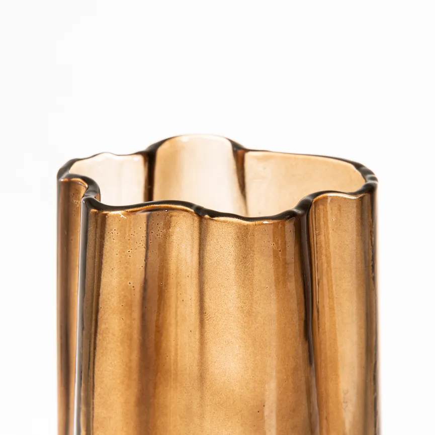 Vase "Wellen" braun grau detail