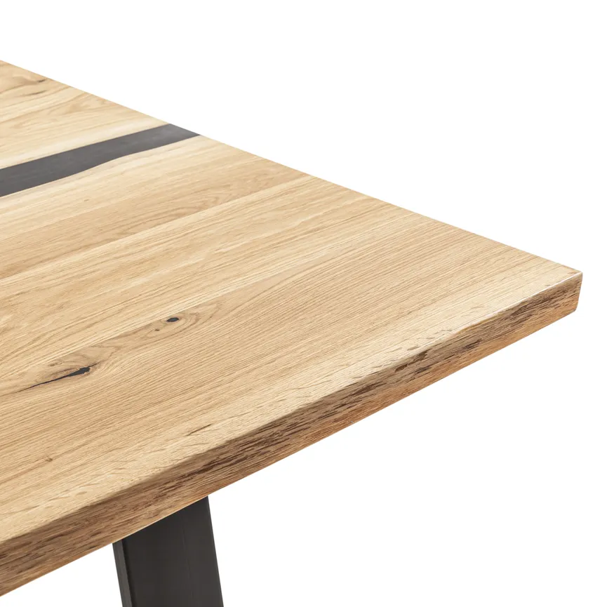 Esstisch Trapez Baumkante detail