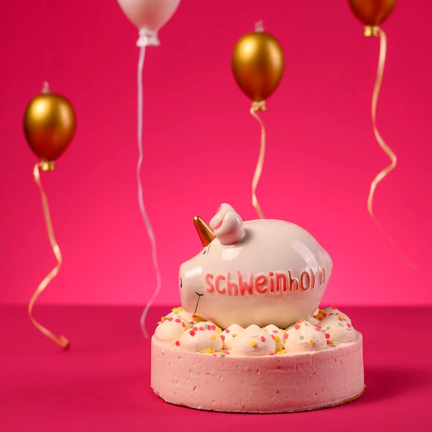 Sparschwein "Schweinhorn" weiß milieu