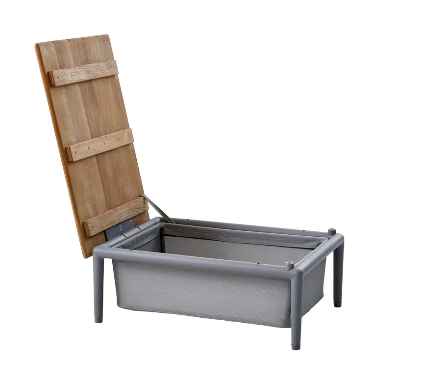 Box Tisch m. Teak Tischplatte detail
