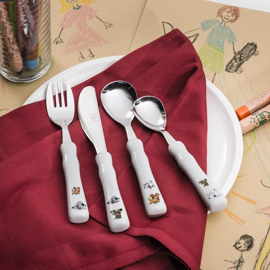 Kinderbesteck Happy Dogs 4 tlg milieu