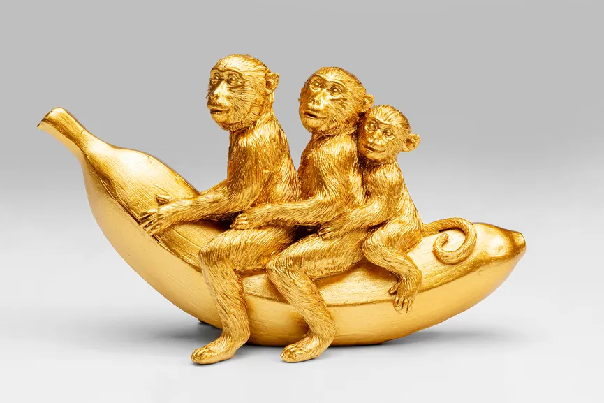 Figur "Banana Ride" Affen gold hauptaufnahme