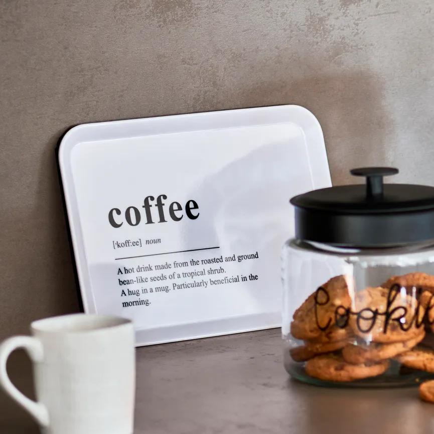 Tablett "Coffee" weiß detail