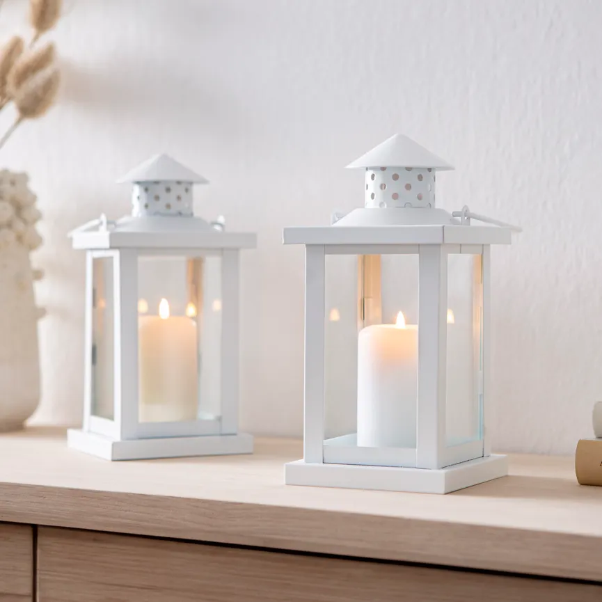 Laterne weiß mit Henkel milieu