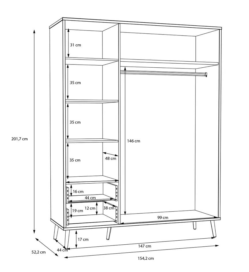 Kleiderschrank 3-trg. detail