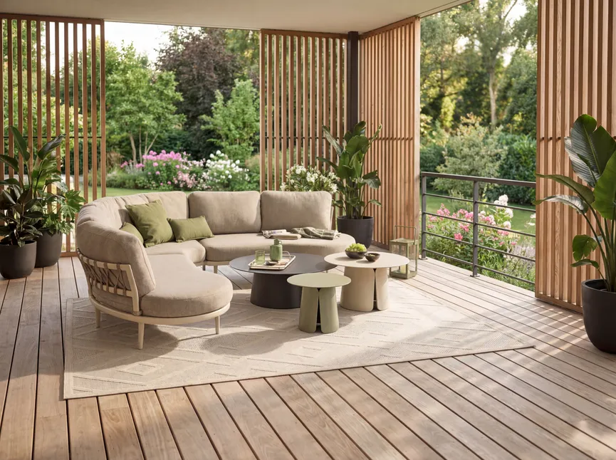 Loungesofa Creme 4-Sitzer milieu