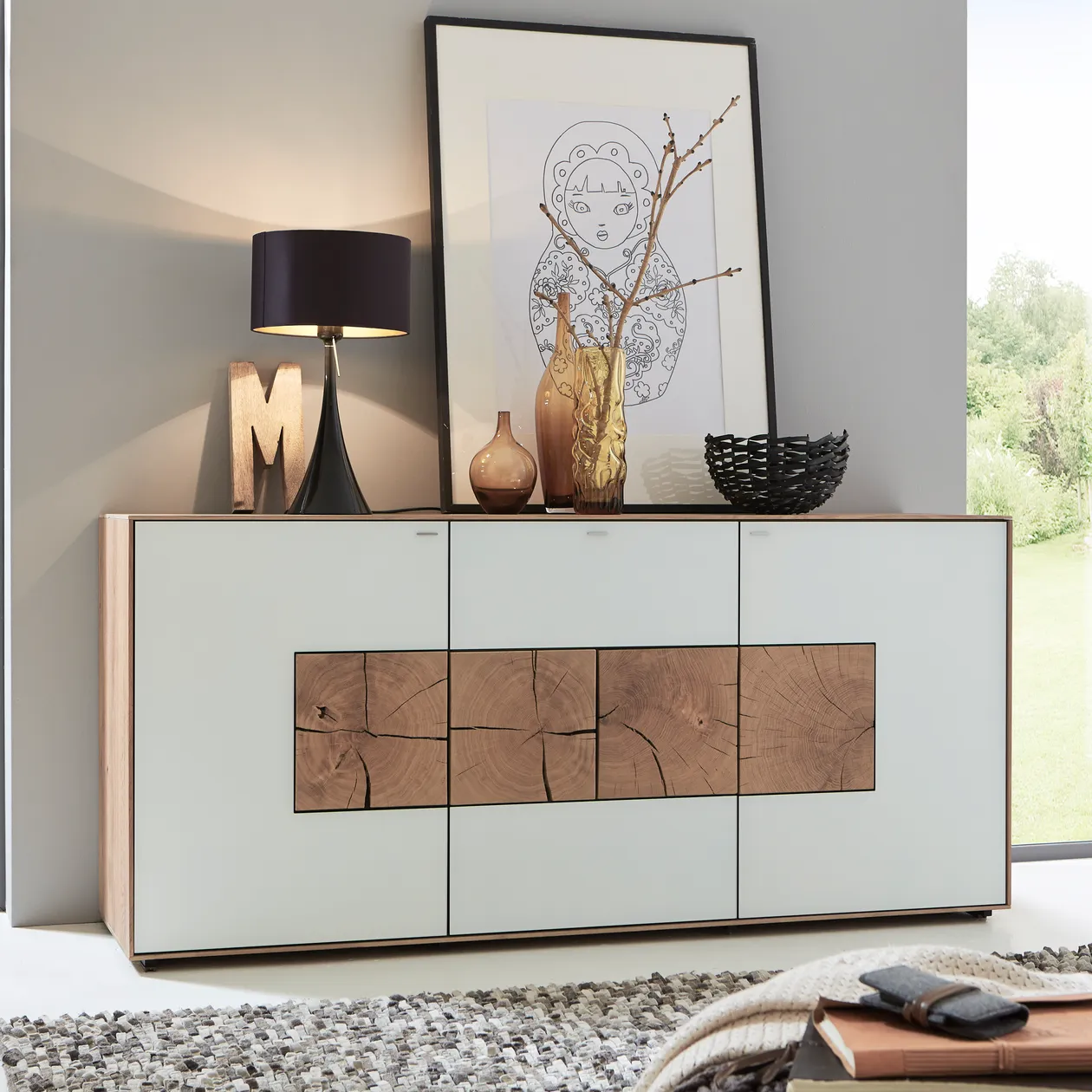 Eiche-Glas-Sideboard von Hartmann
