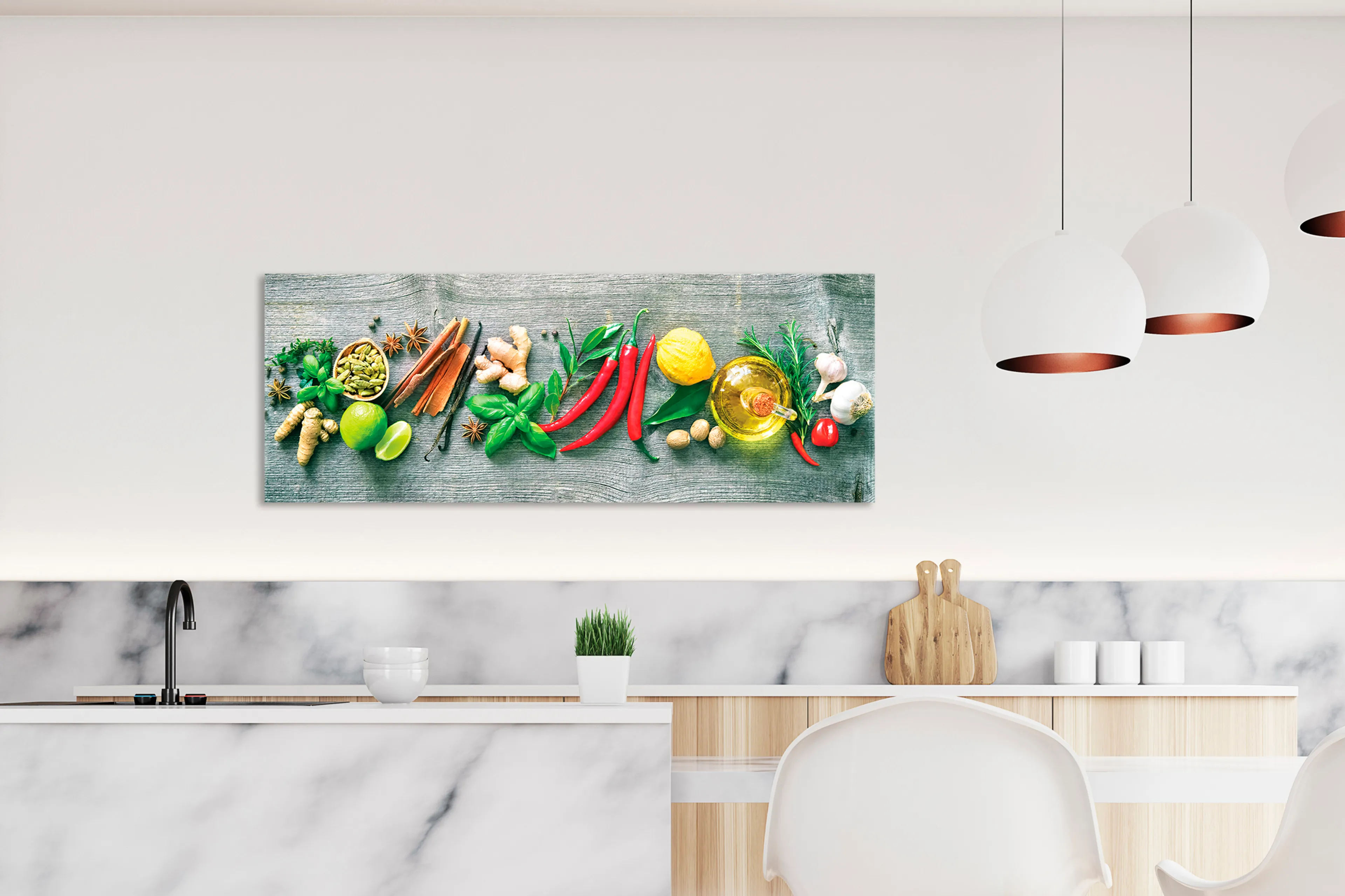 Glasbild 80 x 30 cm Herbs and spices
