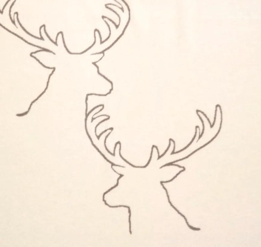 Decke HIRSCHKÖPFE LINEAR rohwe material_farbe