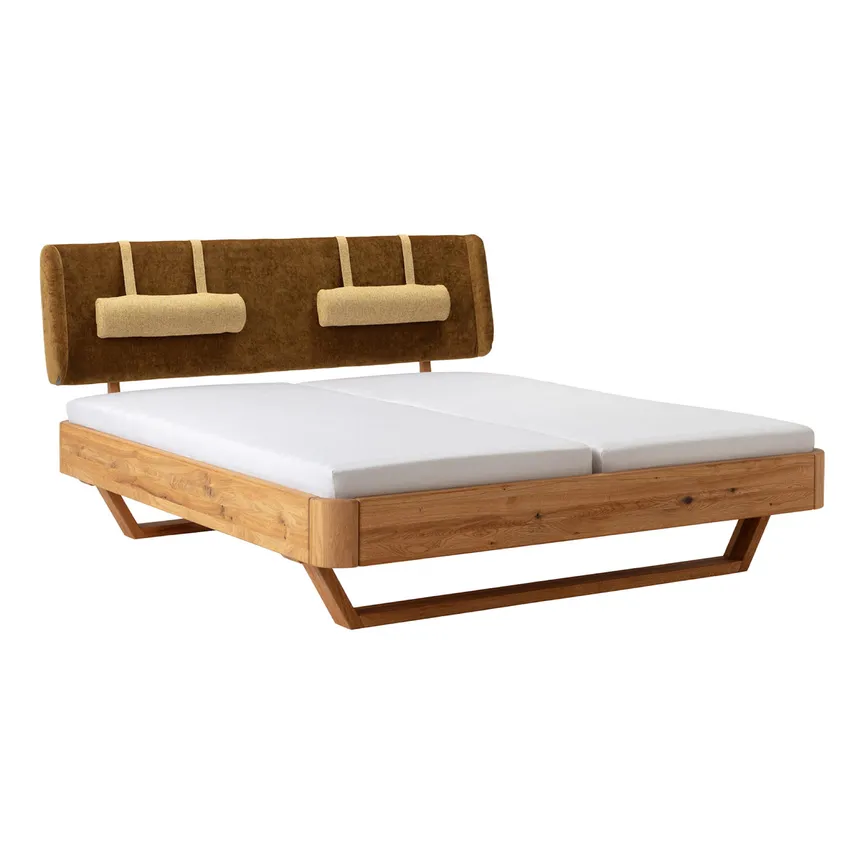 Holzbett mit Polsterkopfteil material_farbe