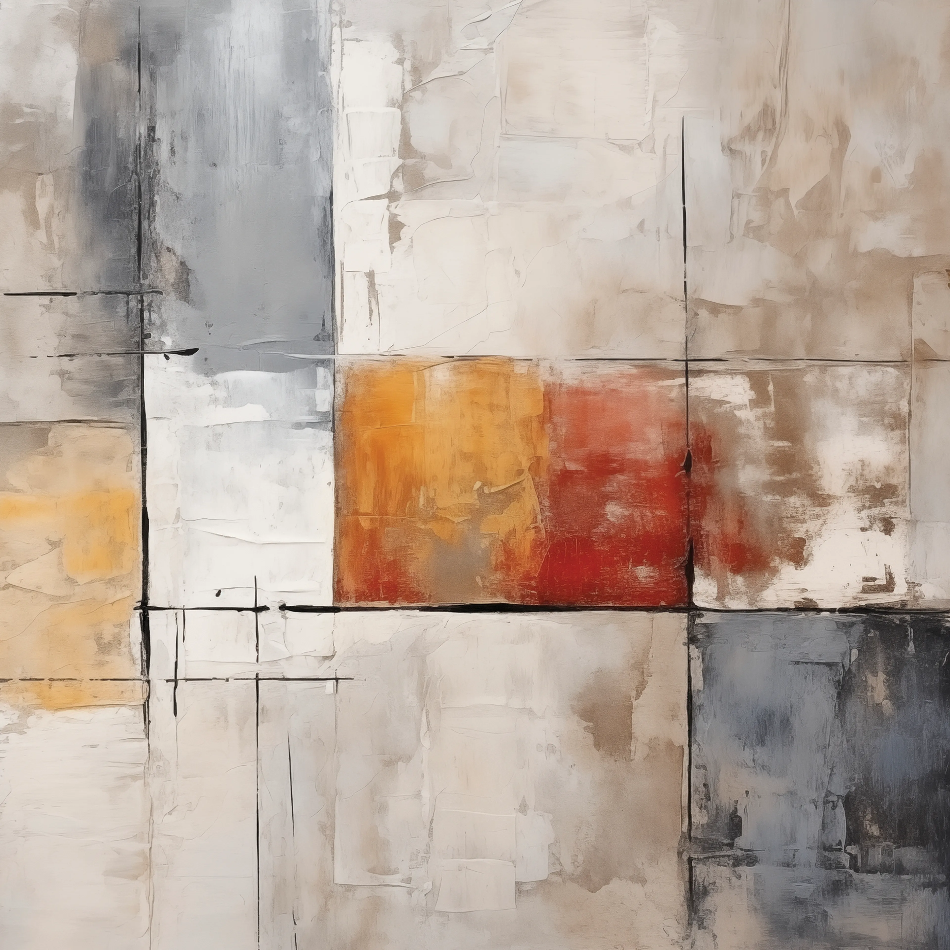 Wandbild 30 x 30 cm Beige, Grey and White IV
