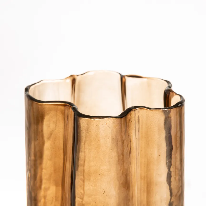 Vase "Wellen" braun grau detail