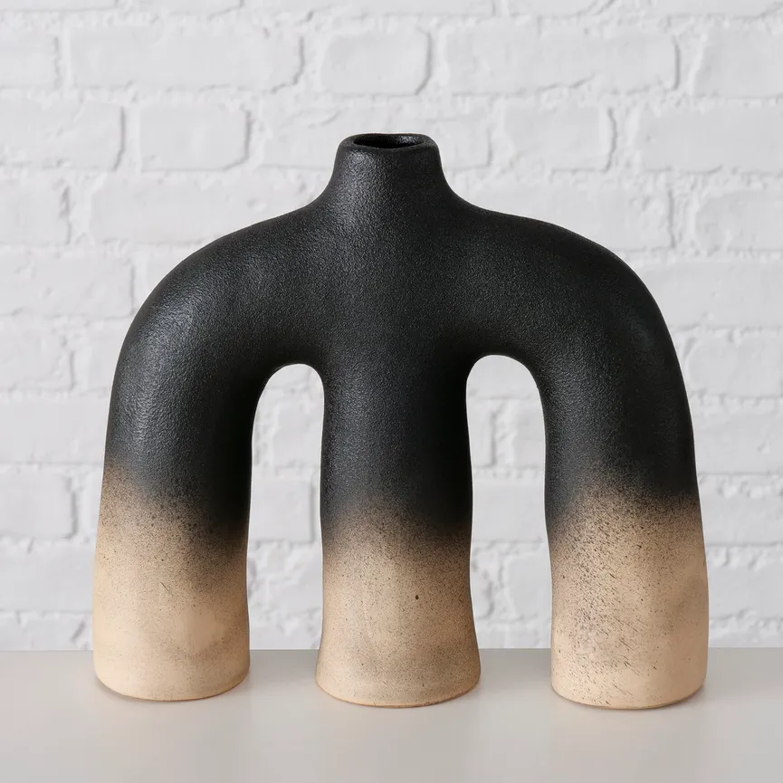 Vase "Limorino" schwarz-braun milieu