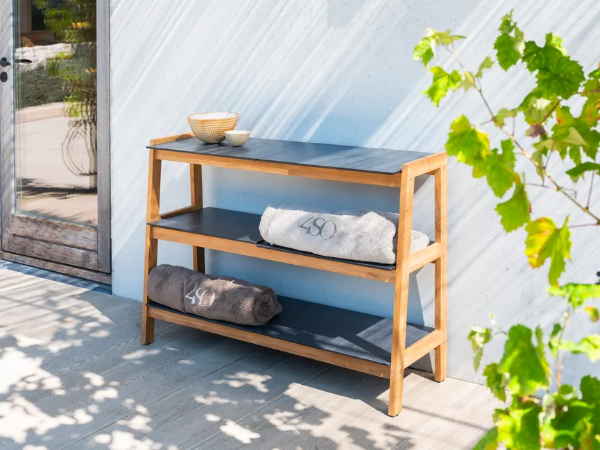 Regal Teak mit 3 Böden milieu