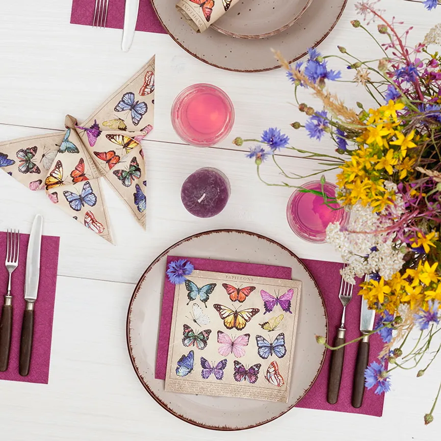 Serviette "Papillons" 20er-Set milieu