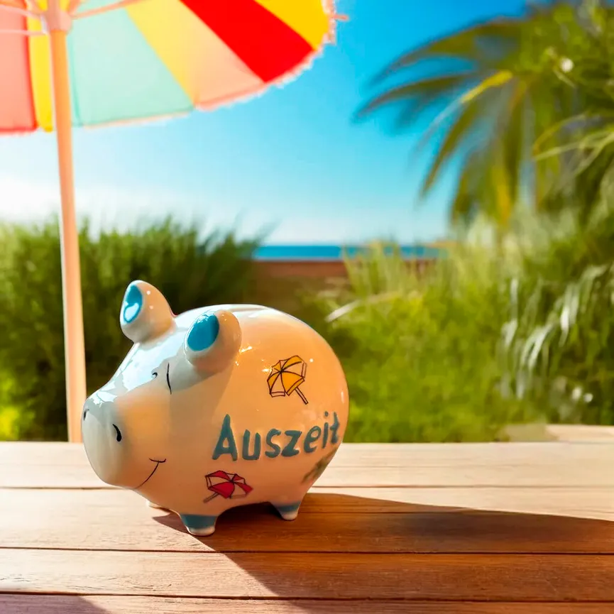Sparschwein "Auszeit" weiß milieu