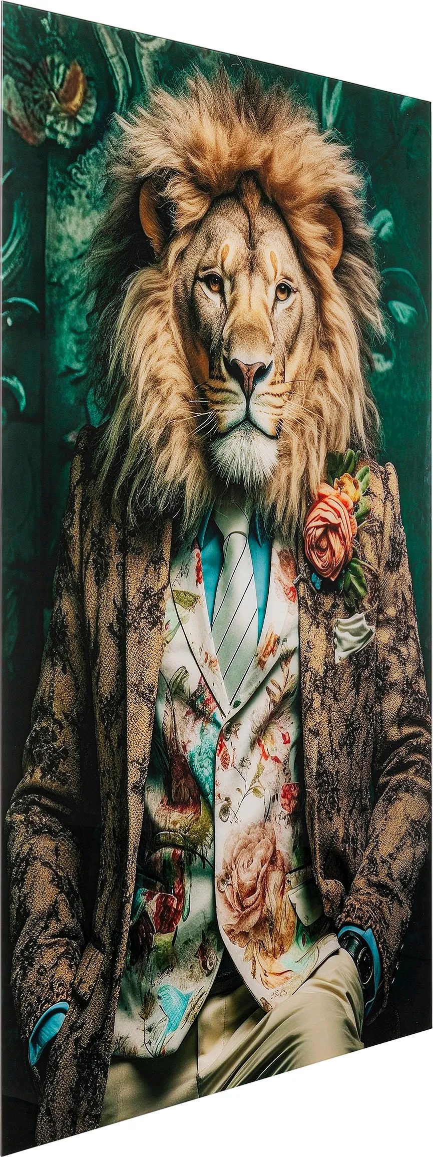 Glasbild Lion detail