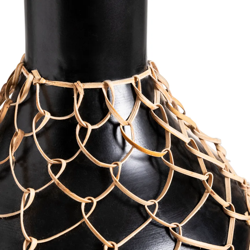 Vase M schwarz-natur detail